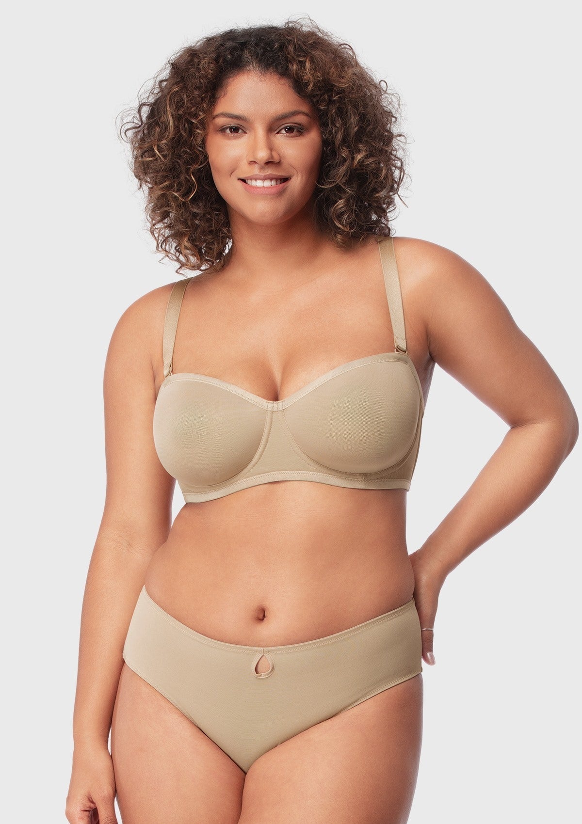 Bella Sheer Mesh Unlined Underwire Strapless Balconette Bra