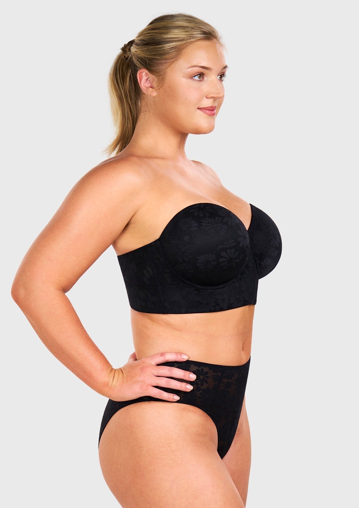 Daisy Smooth Lace Lightly Padded Longline Underwire Strapless Balconette Bra