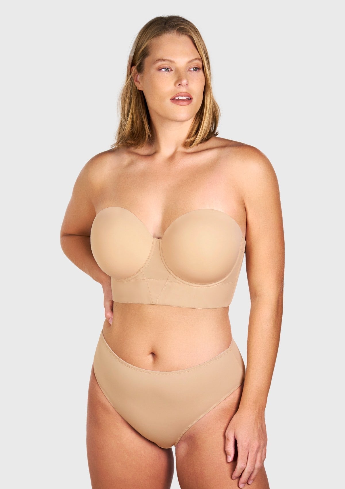Daisy Smooth Lace Lightly Padded Longline Underwire Strapless Balconette Bra