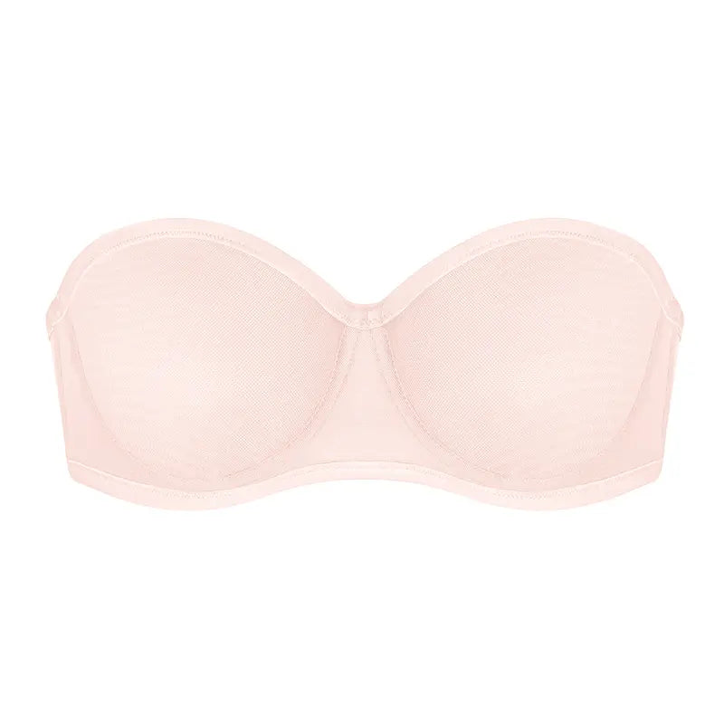 Bella Sheer Mesh Unlined Underwire Strapless Balconette Bra