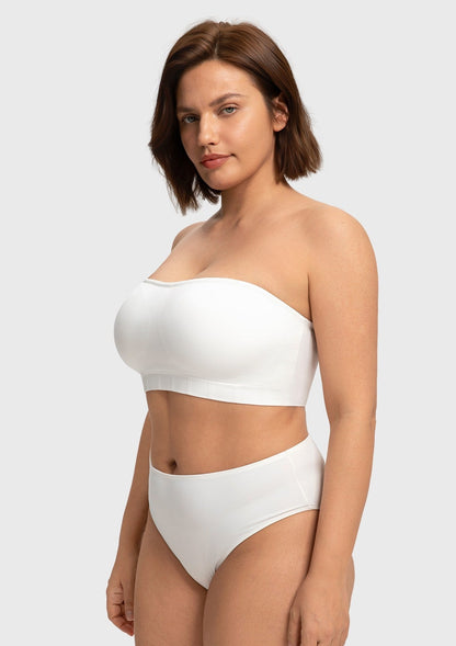 Wireless Plus Size Strapless Bra with Non-Slip Silicone & Moisture-Wicking Cups