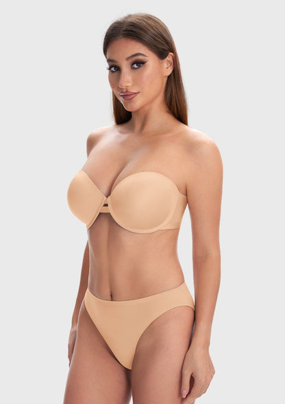 Juliette Bandless Seamless Push Up Strapless Underwire Bra